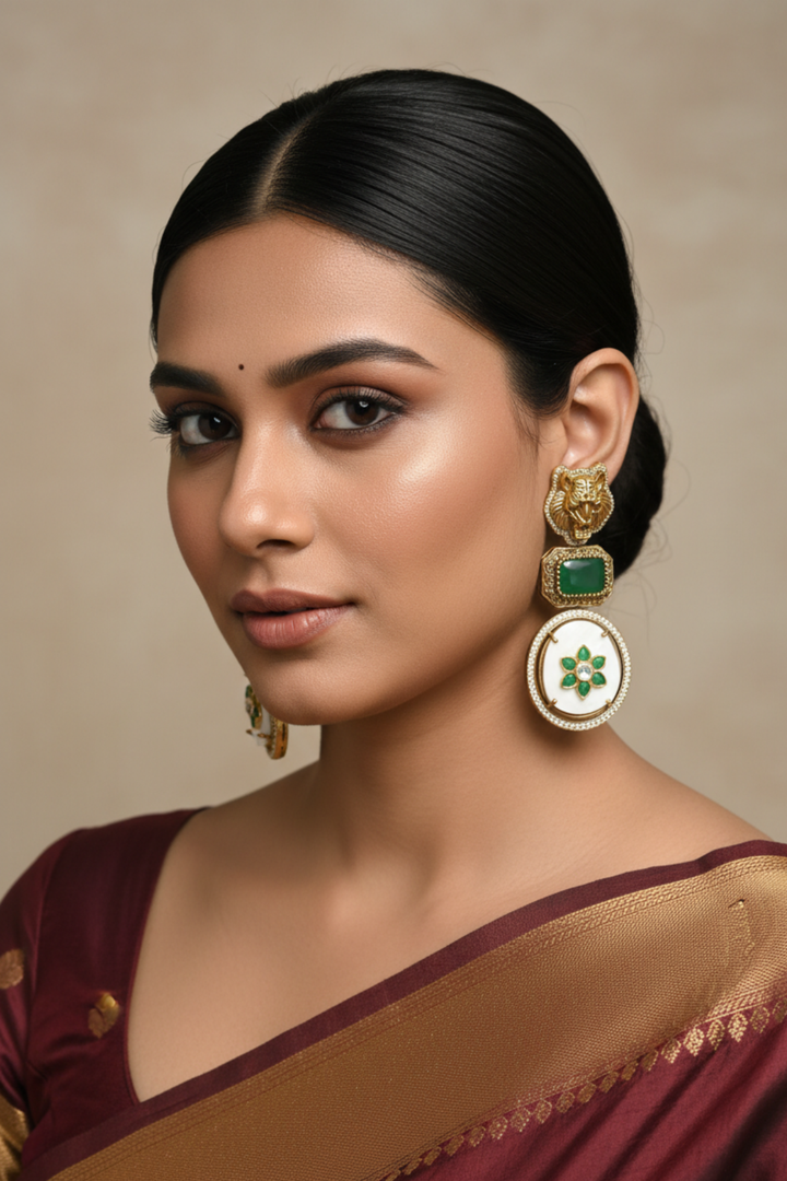 Sheesh Lion Gemstone Lightweight Earrings