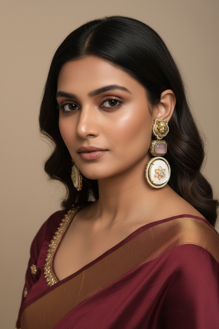 Sheesh Lion Gemstone Lightweight Earrings