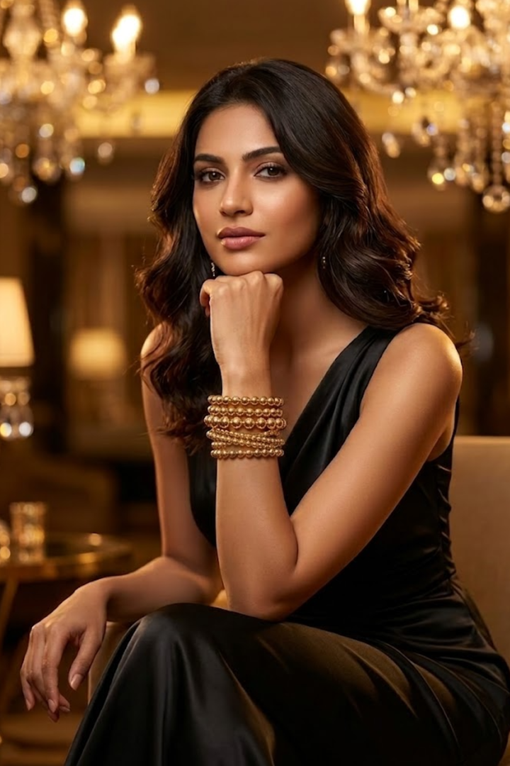 Golden Pearl Heart Charm Lightweight Stack Bracelet