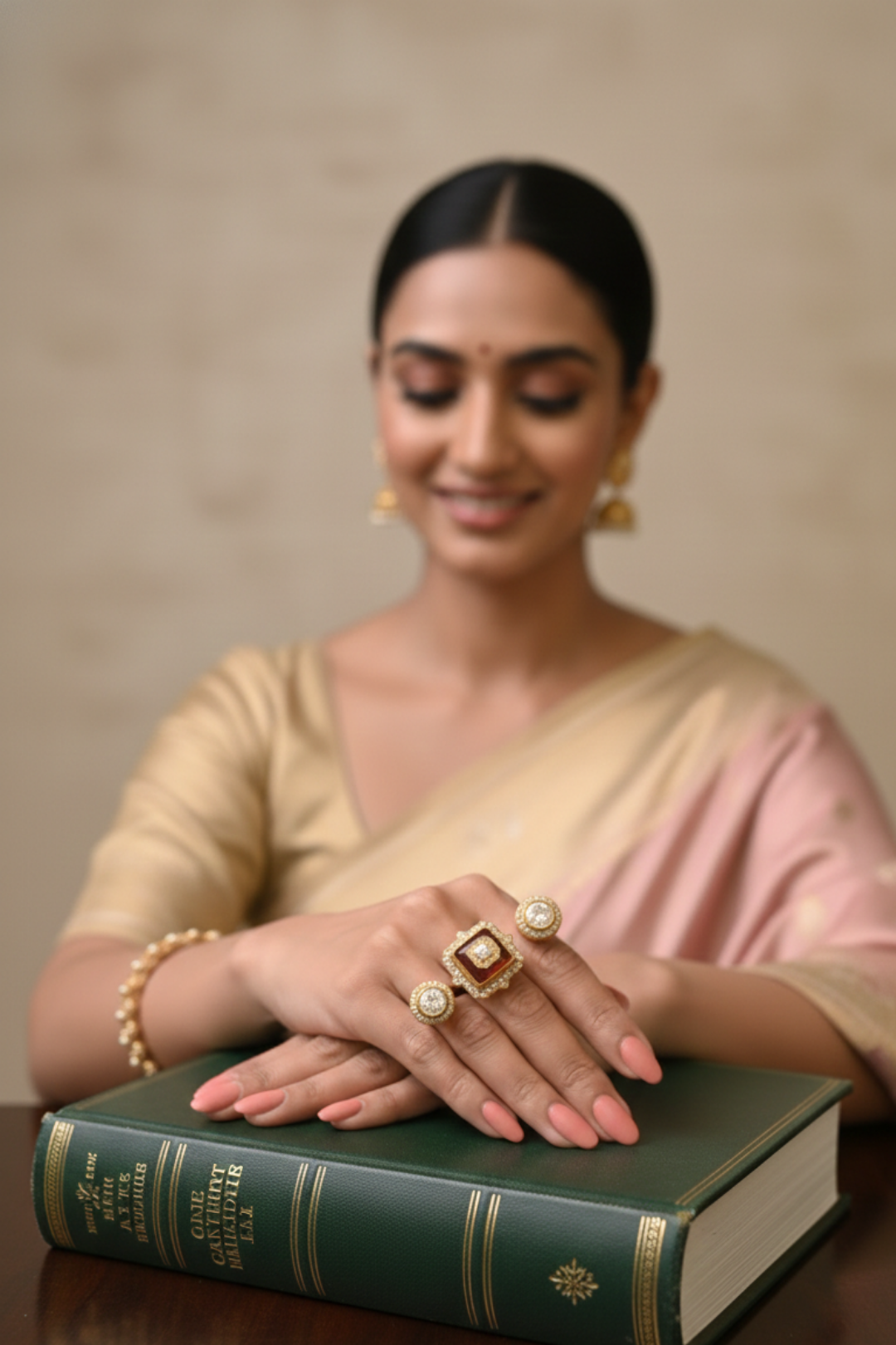 Maharani Bindumati Mehndi Three-Finger Polki Ring