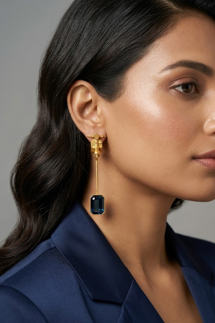 Scooter Gemstone Tassel Gold Earrings