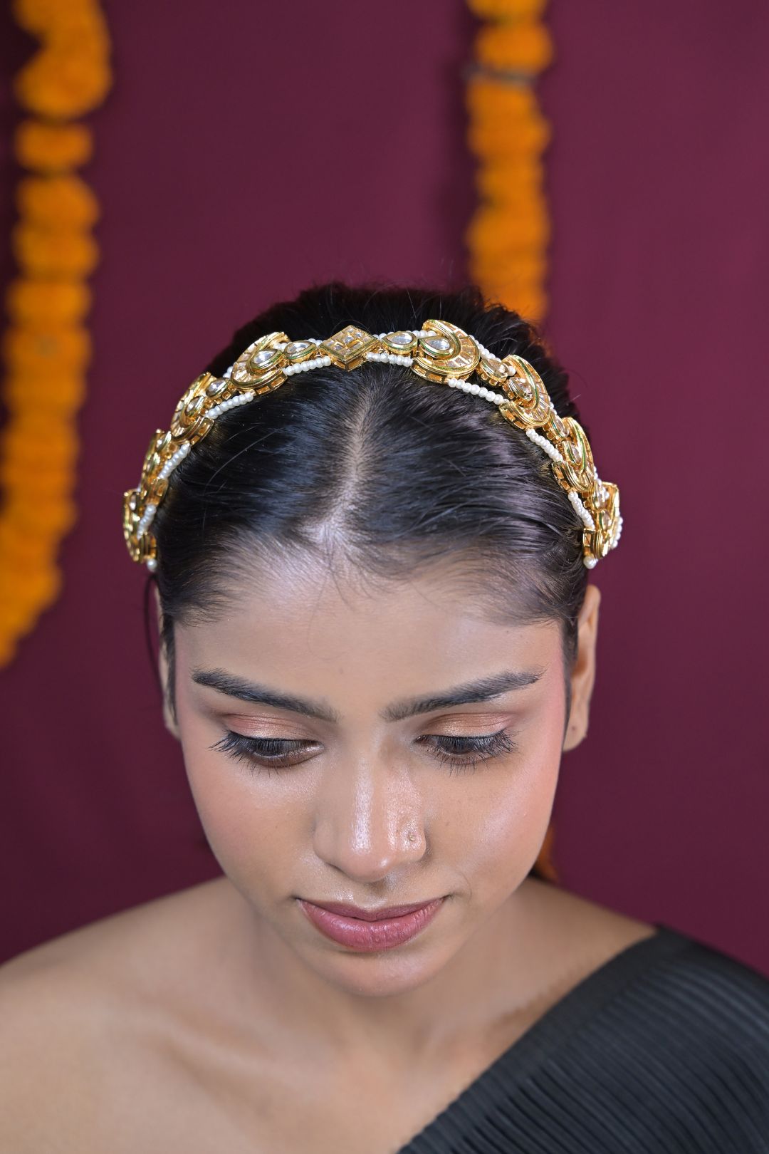 Hari Bridal Gold Pearl White Sheeshpatti