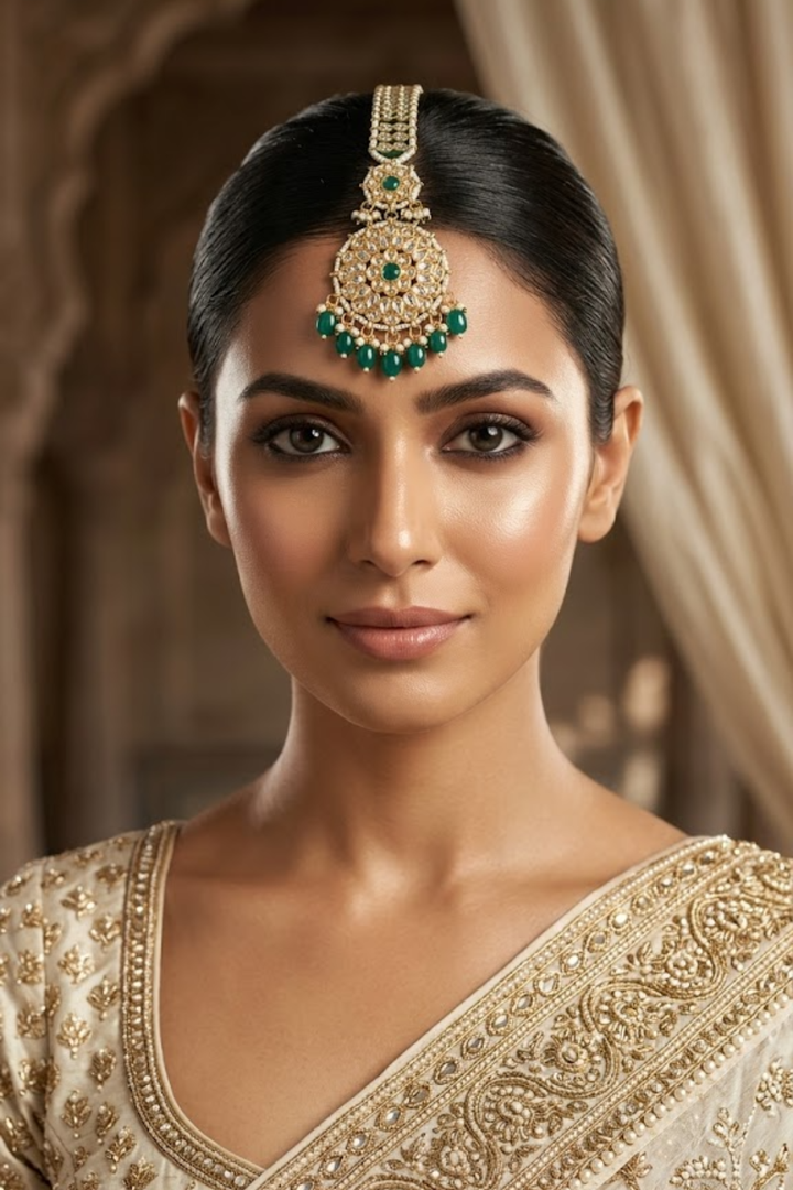 Nandini Kundan Sangeet Green Drop Mangtika