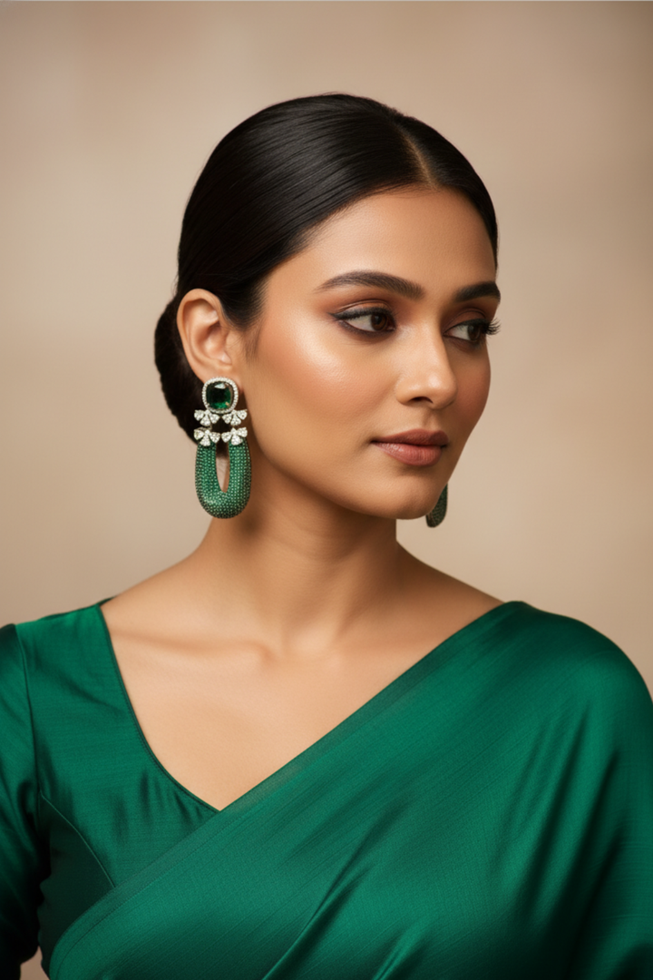 Kangri Oxidised Diamond Earrings