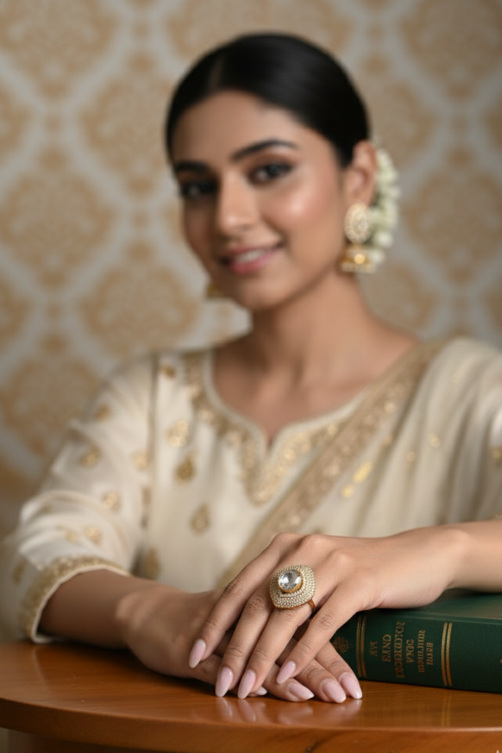 Neelam Golden Polki Ring