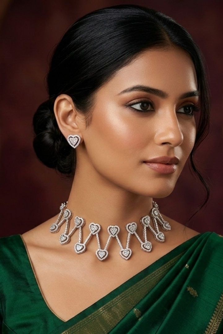 Parisian Heart Romantic Diamond Chokar Necklace