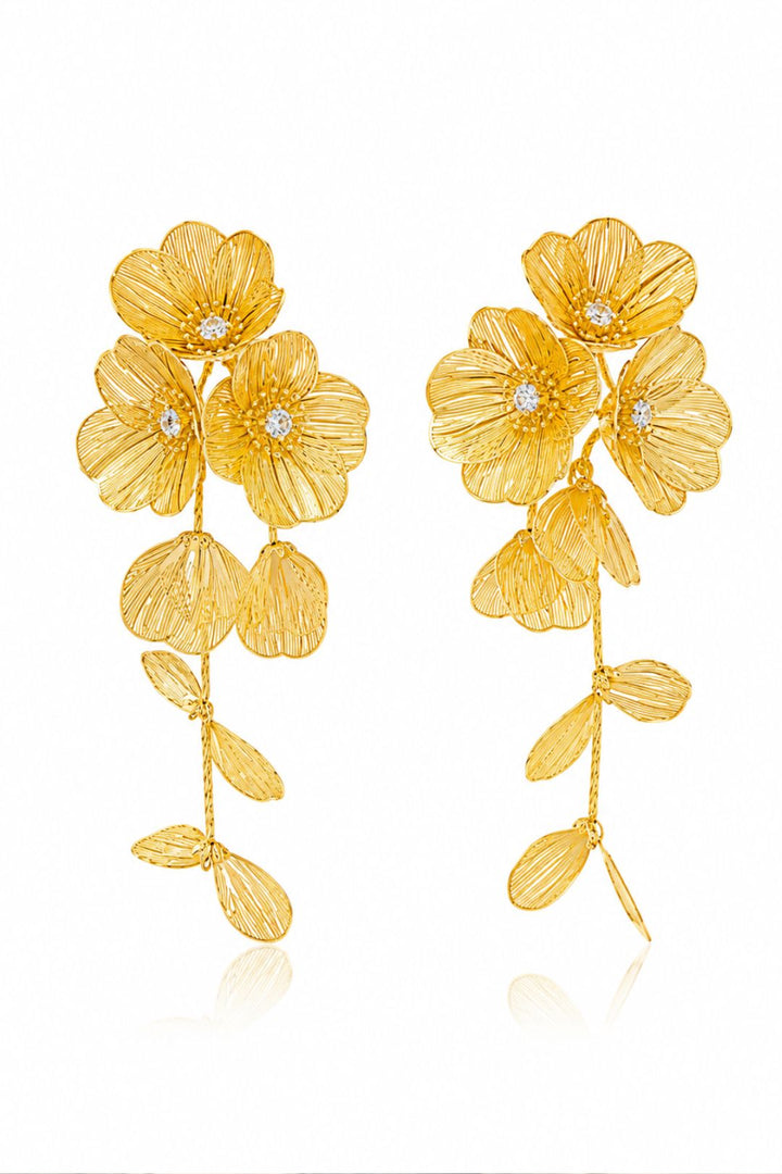Golden Petal Cascade Drop Earring