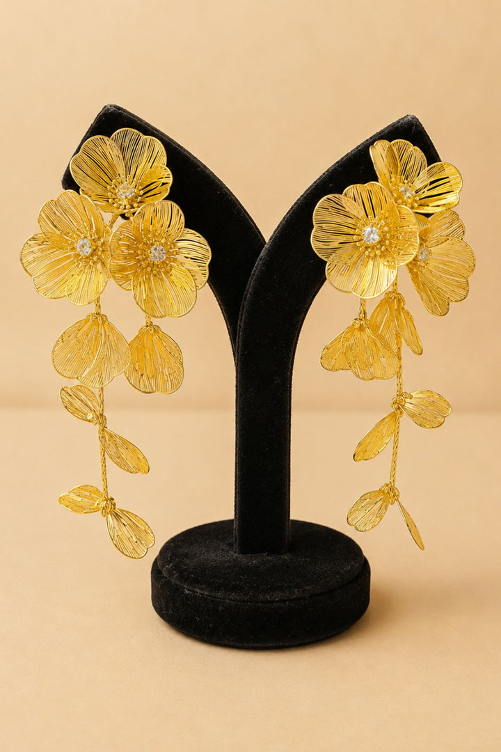 Golden Petal Cascade Drop Earring