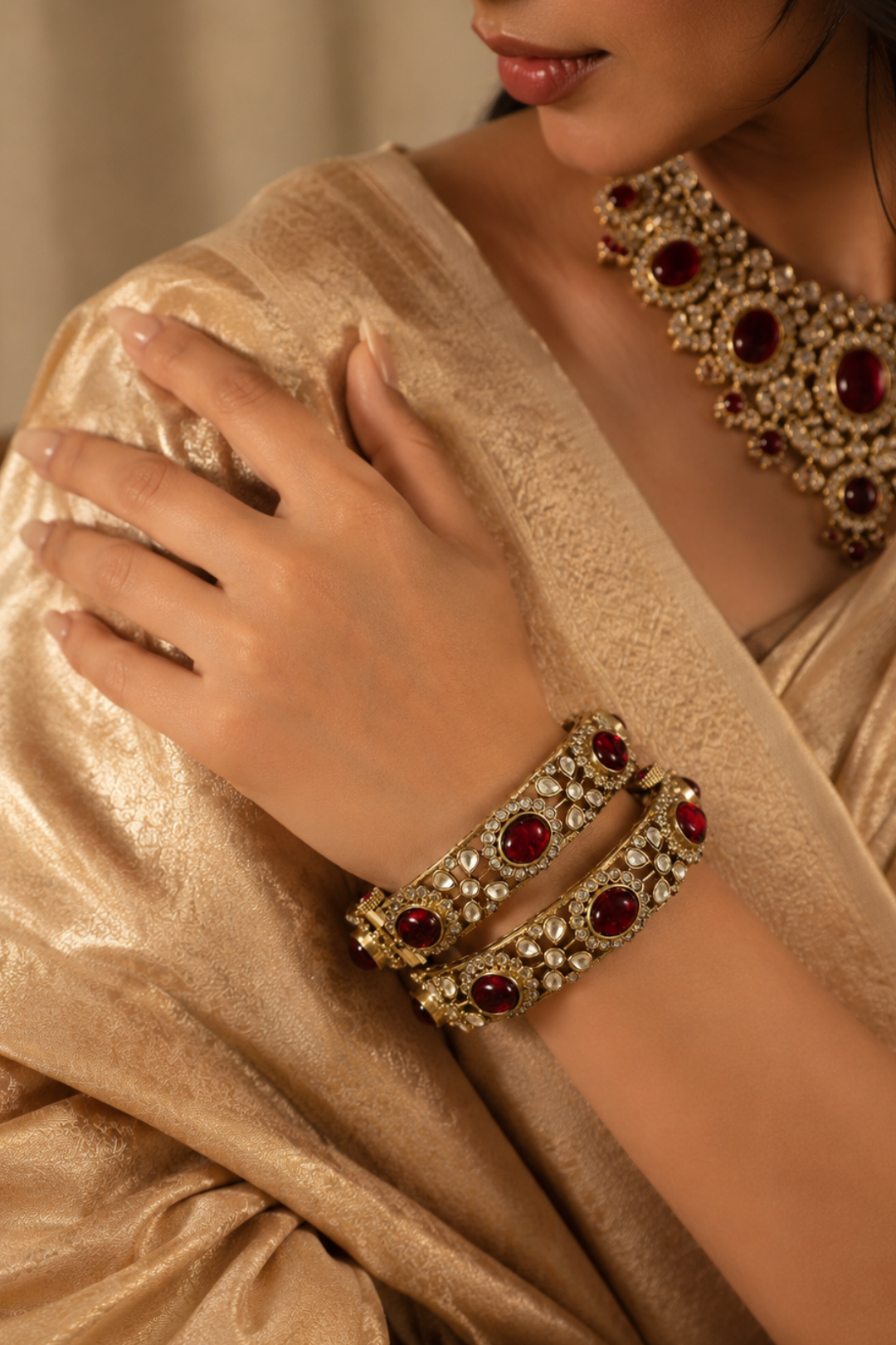 Mehfil Antique Red Polki Bangles