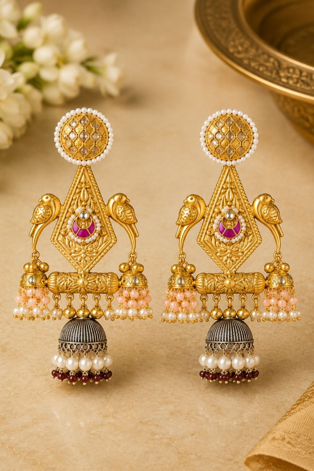 TajRani Boho Jhumka Earrings