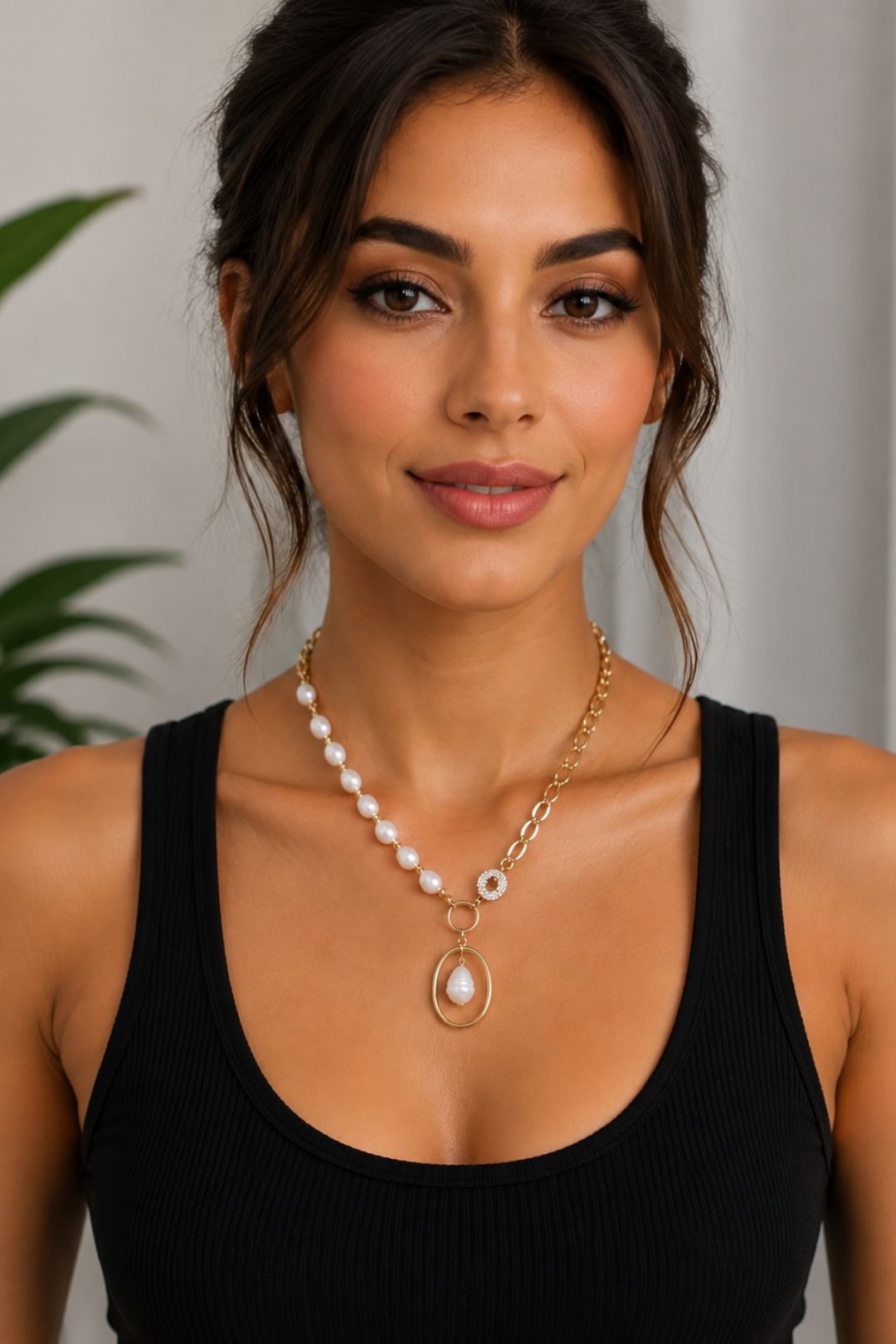 Golden Vacation Anti-Tarnish Pearl Necklace