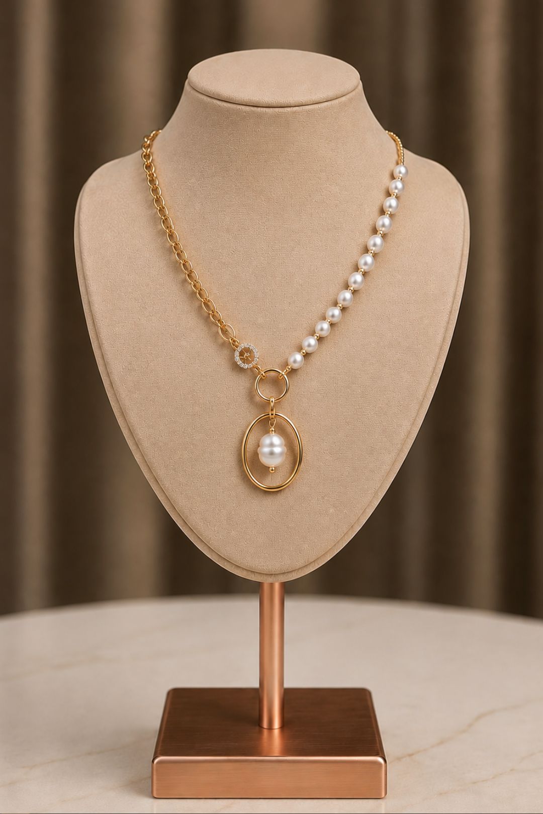 Golden Vacation Anti-Tarnish Pearl Necklace