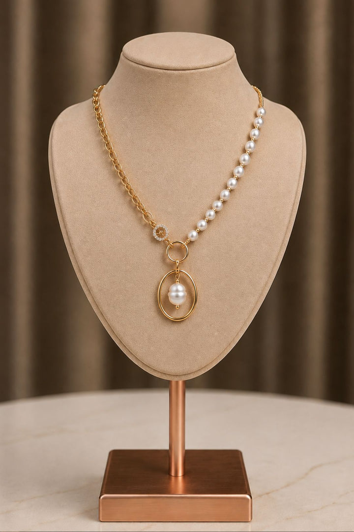 Golden Vacation Anti-Tarnish Pearl Necklace