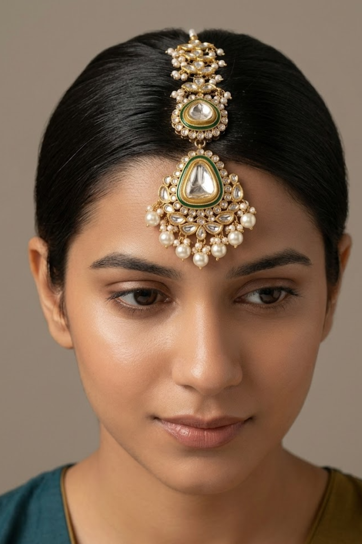 Namami Bridal Gold-Plated Kundan Maangtika