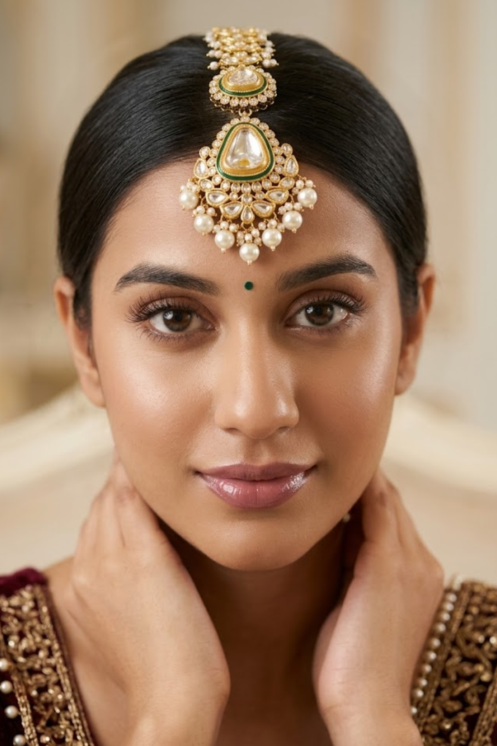 Namami Bridal Gold-Plated Kundan Maangtika