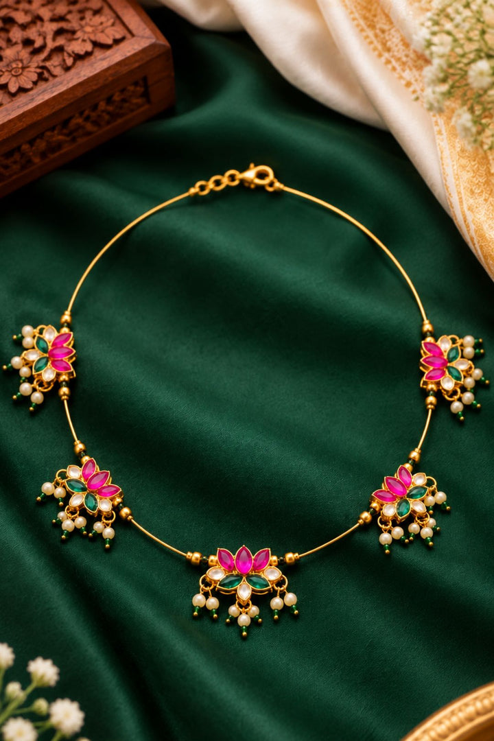 Kamalpriya Pearl Kundan Minimalist Necklace