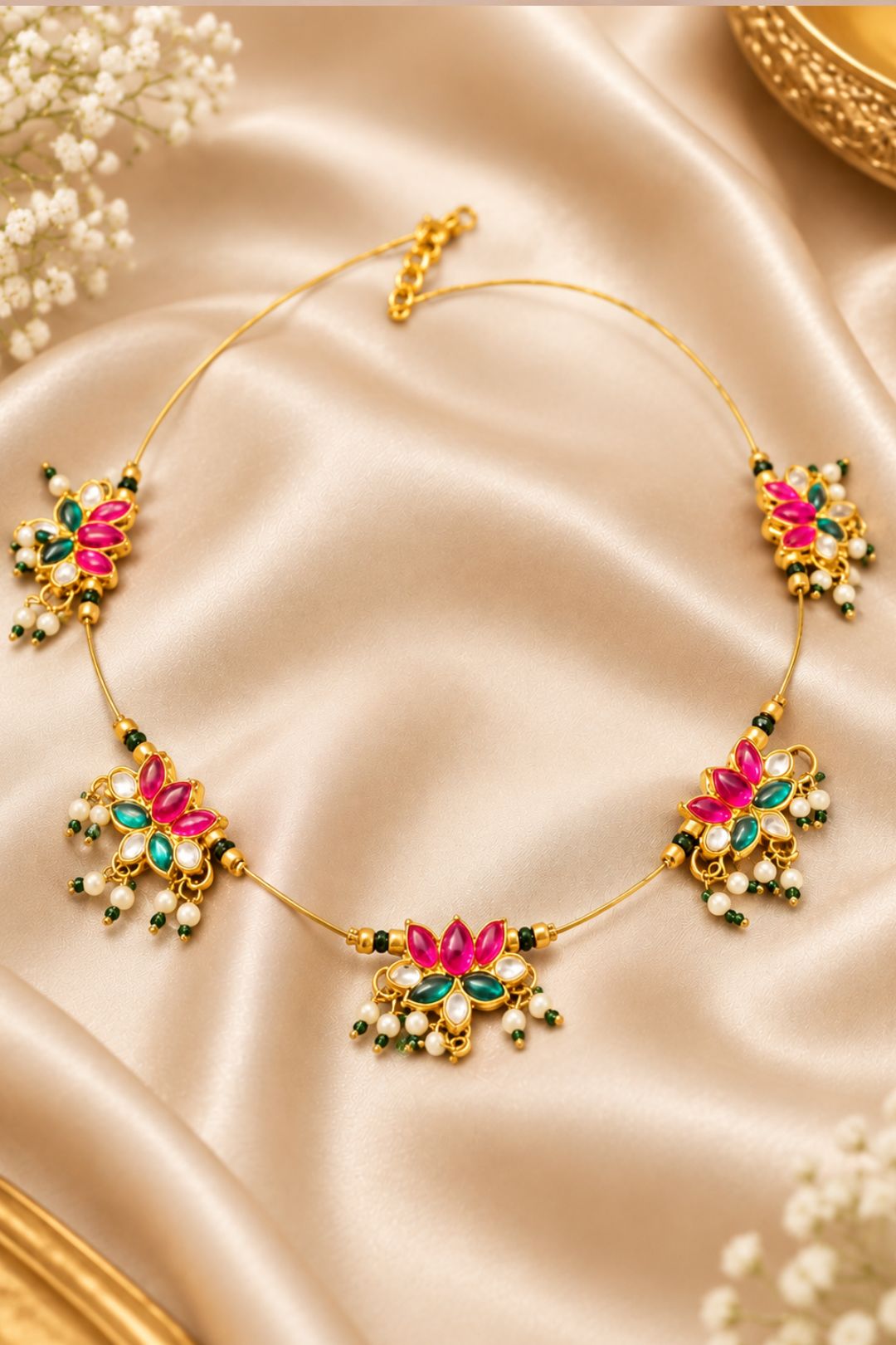 Kamalpriya Pearl Kundan Minimalist Necklace