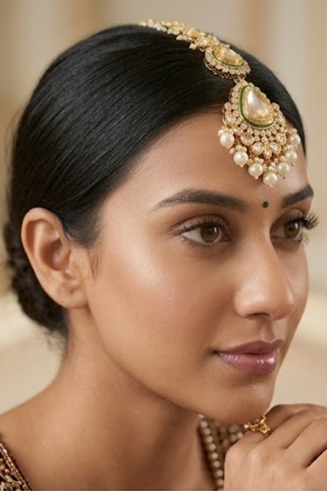 Namami Bridal Gold-Plated Kundan Maangtika