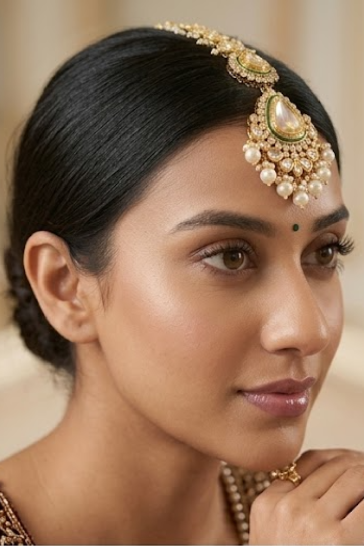 Namami Bridal Gold-Plated Kundan Maangtika