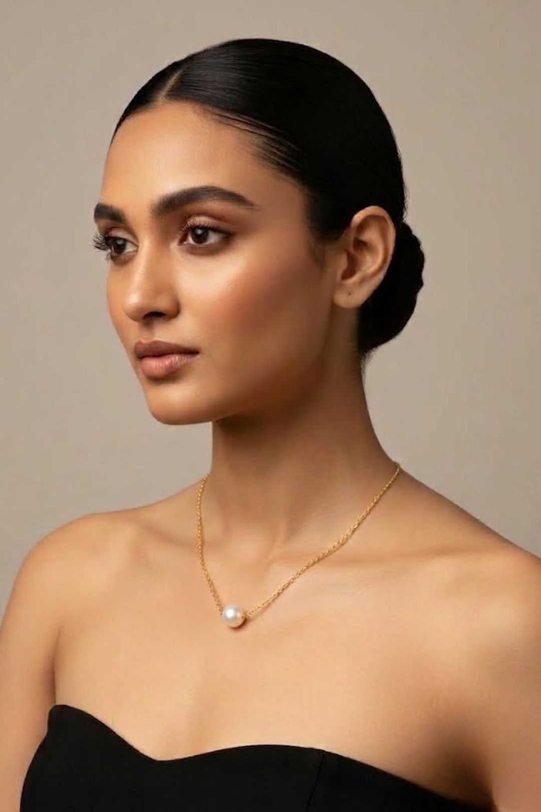 Golden Pearl Chain Necklace