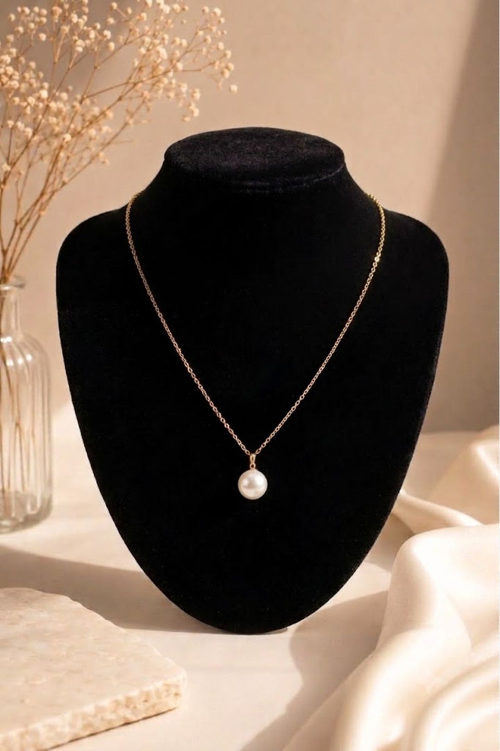 Golden Pearl Chain Necklace