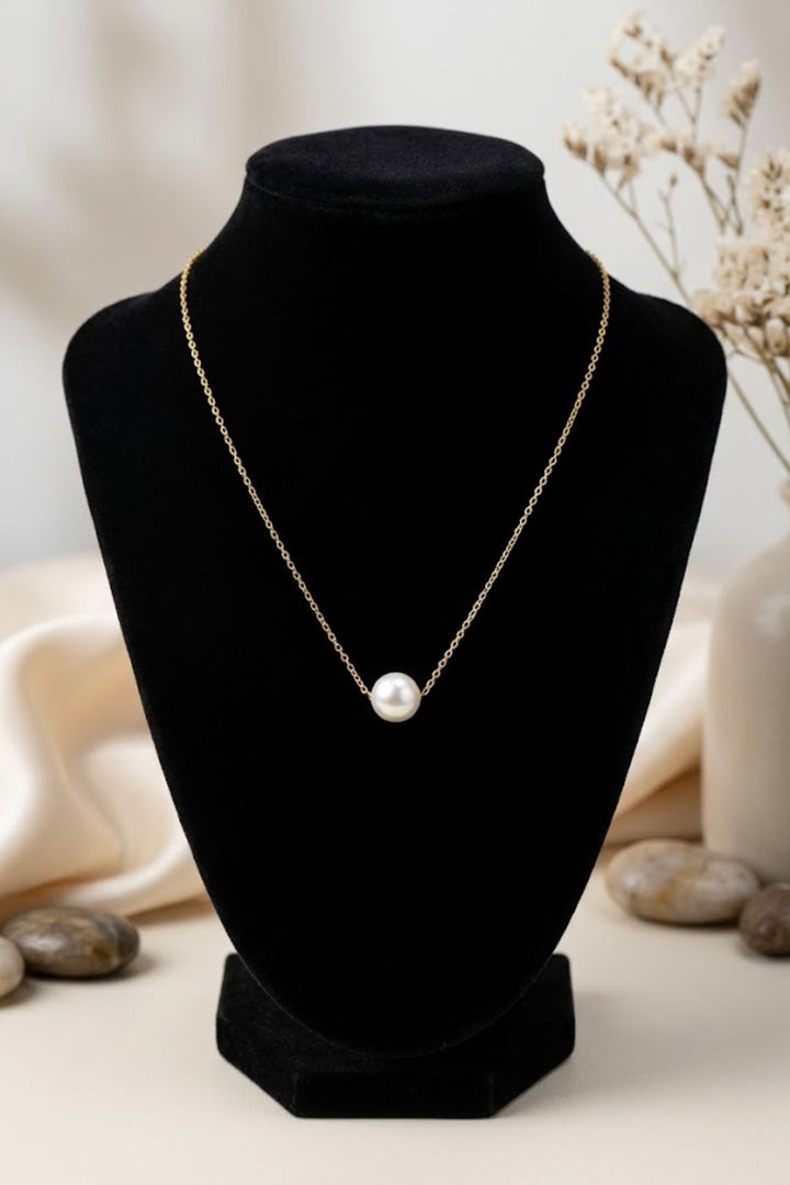 Golden Pearl Chain Necklace