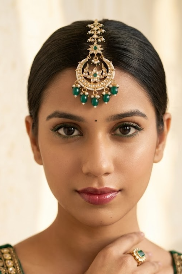 Sanghini Sangeet Gold-Plated Kundan Maangtika