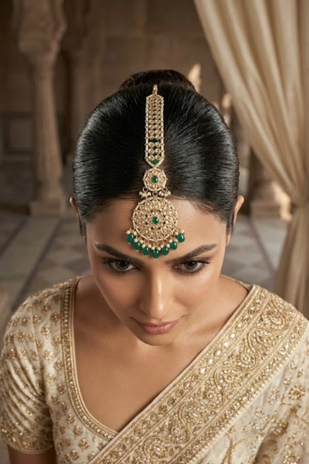 Nandini Kundan Sangeet Green Drop Mangtika