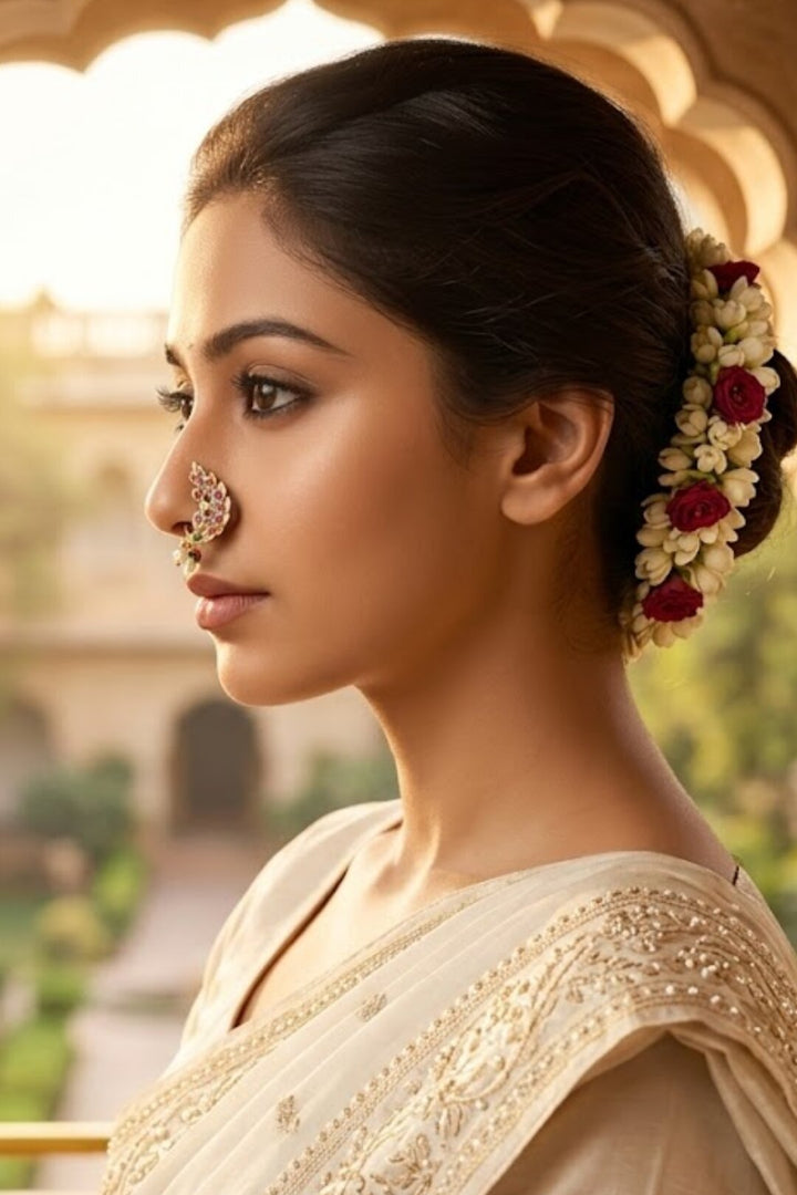 Avani Maharashtrian Gold Pearl Nosering