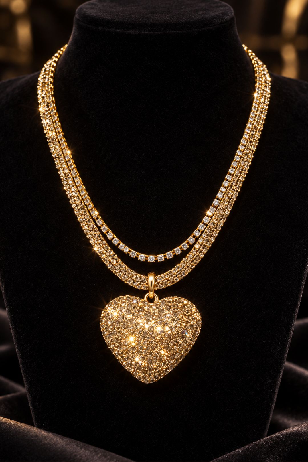 Golden Heart Layered Chain Necklace