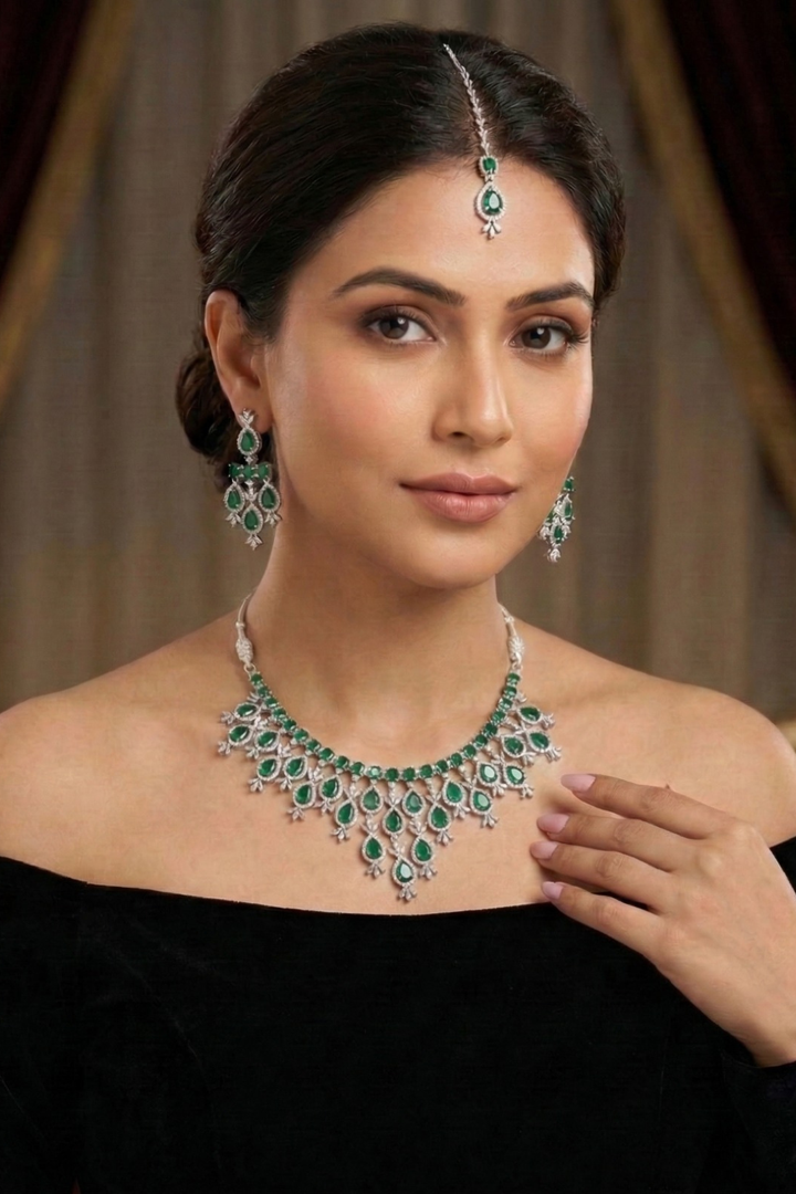 Ganga Emerald Green Diamond Necklace
