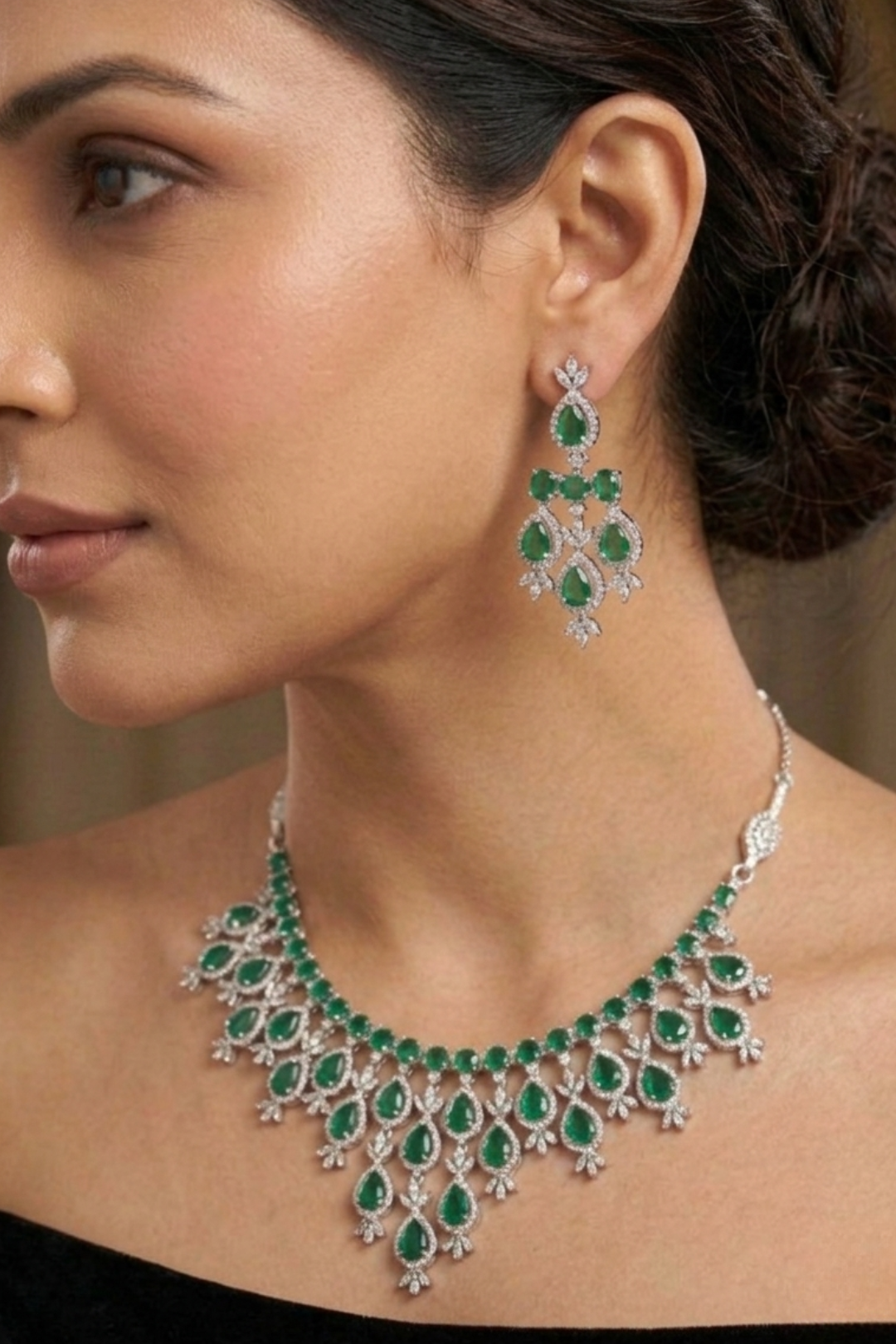 Ganga Emerald Green Diamond Necklace