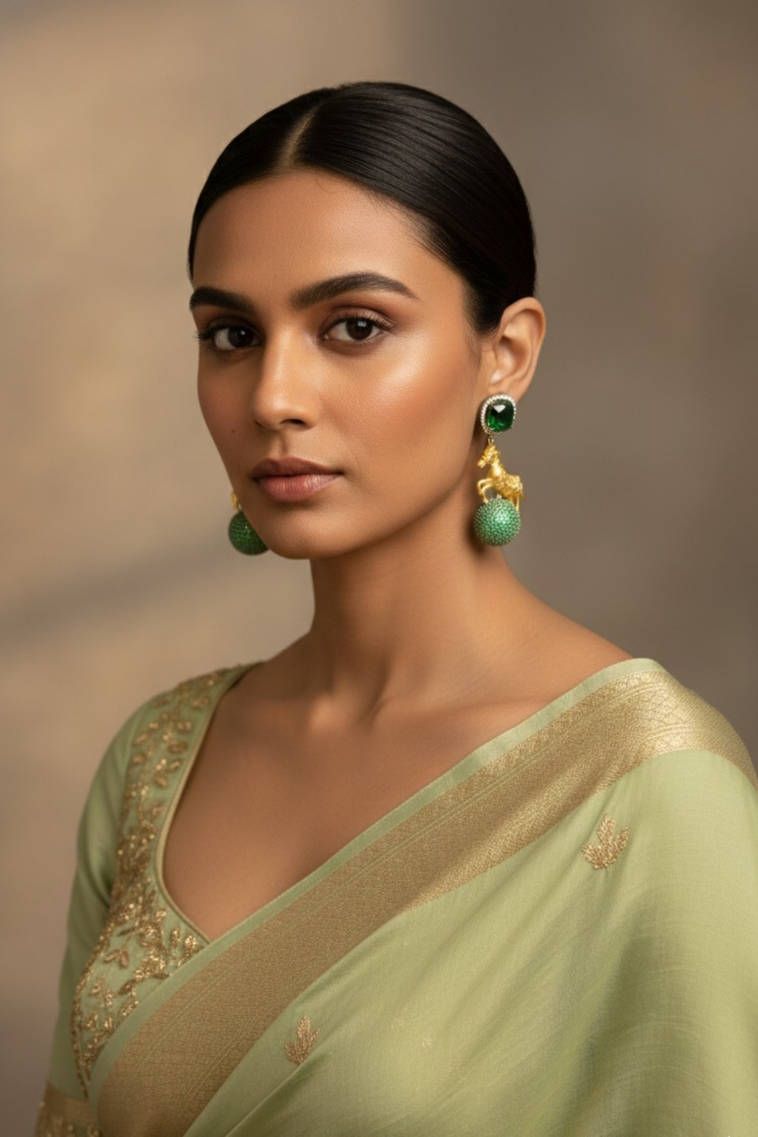 Golden Ashv Oxidized Gemstone Earrings