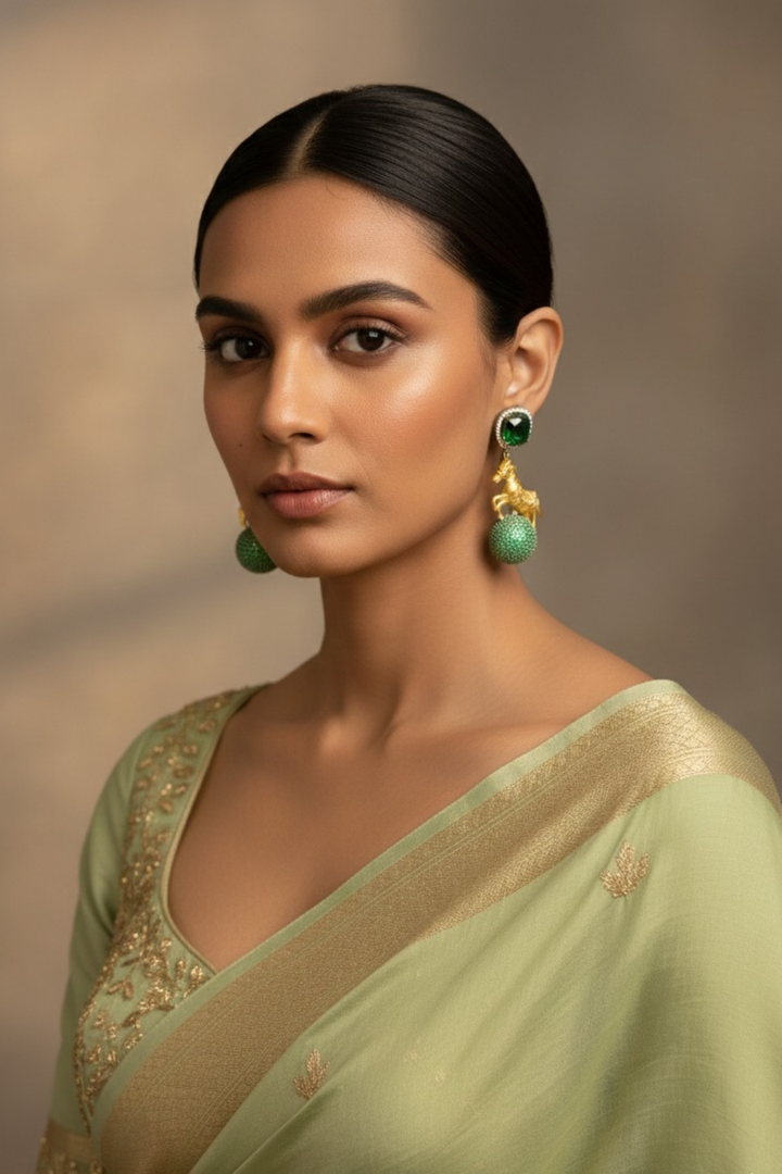 Golden Ashv Oxidized Gemstone Earrings