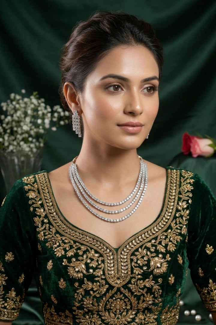 Kavishka Premium Layered Diamond Cocktail Necklace