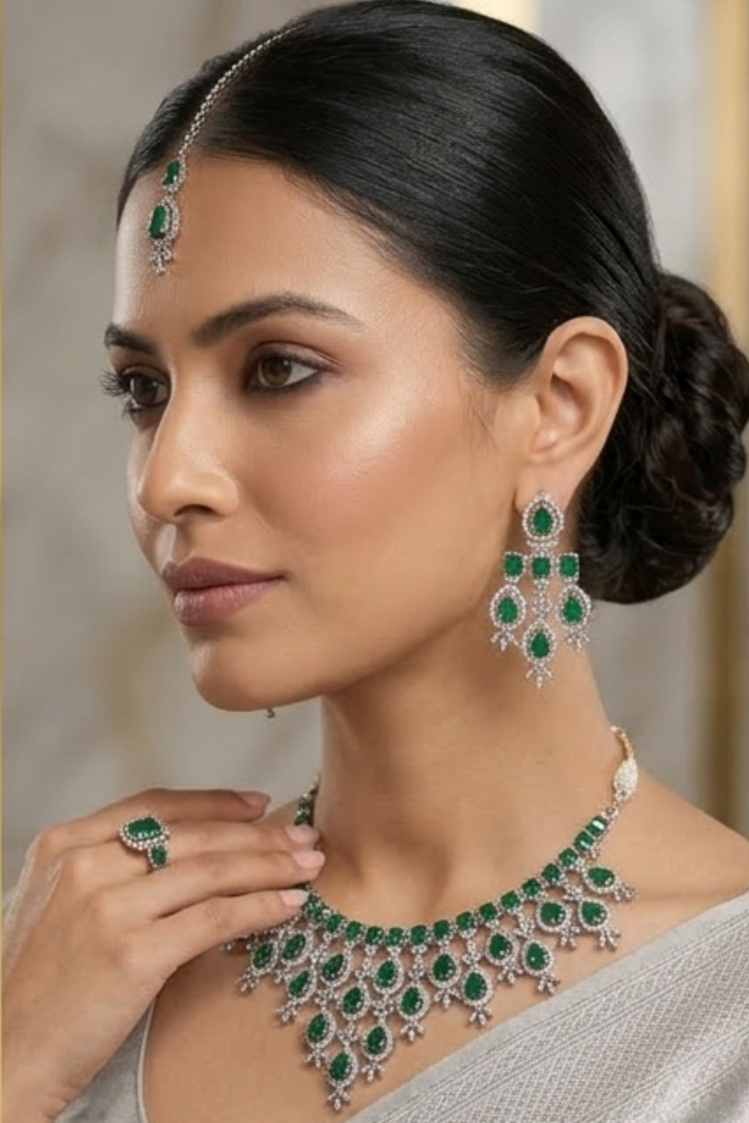 Ganga Emerald Green Diamond Necklace