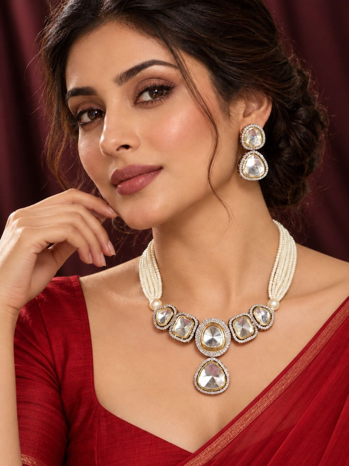 Srimati Polki Pearl String Chokar Necklace