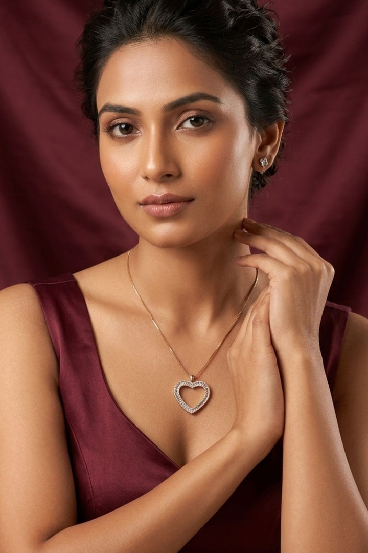 Valentine's Golden Heart Diamond Chain Necklace