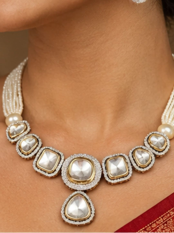 Srimati Polki Pearl String Chokar Necklace