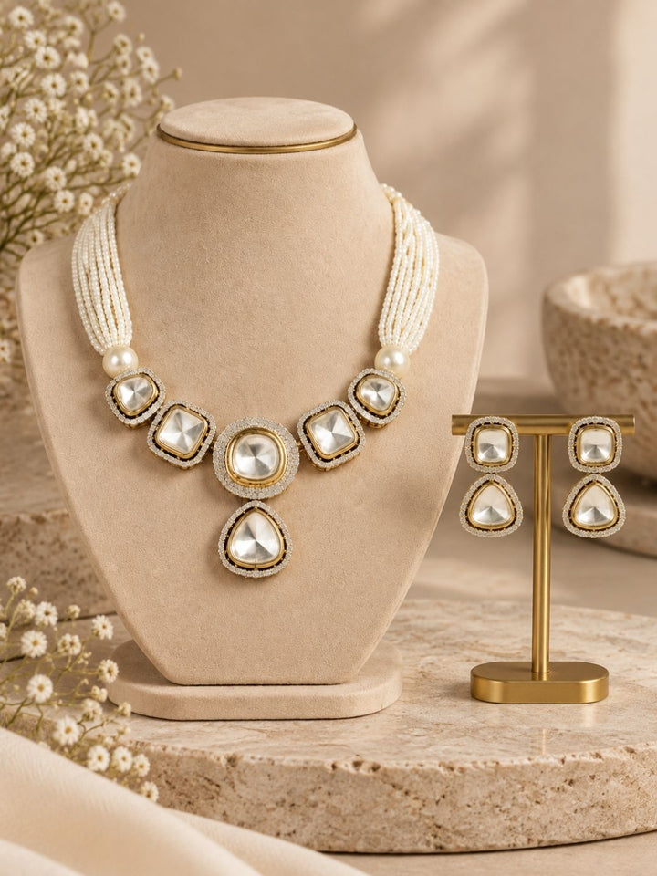 Srimati Polki Pearl String Chokar Necklace