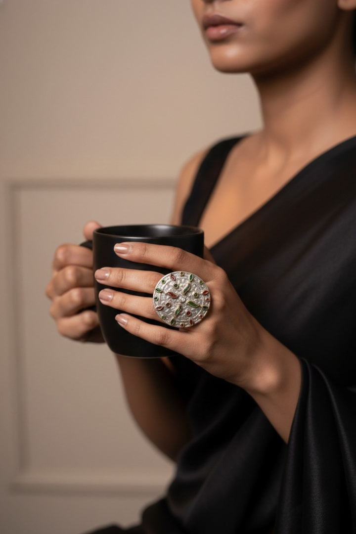 Lalasa Circular Silver Ring