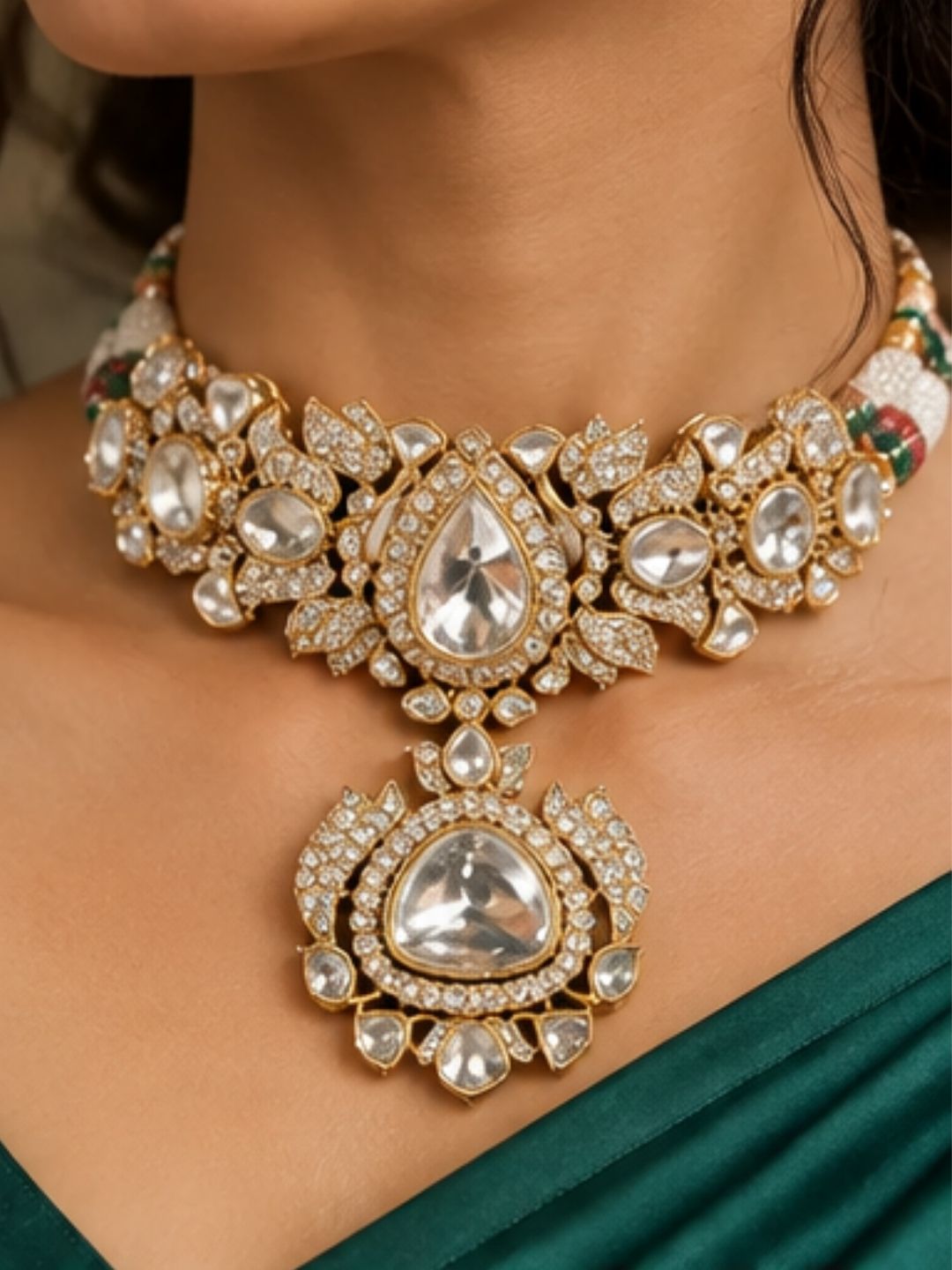 Rudrani Victorian Statement Polki Golden Choker Necklace