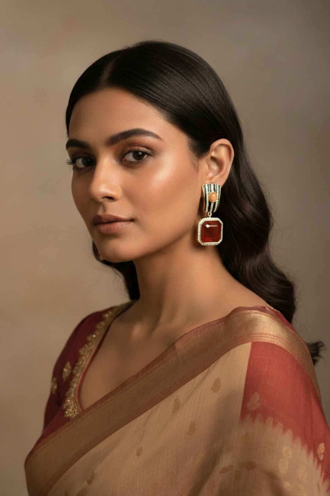 Zoya Crystal Stud Drop Earrings