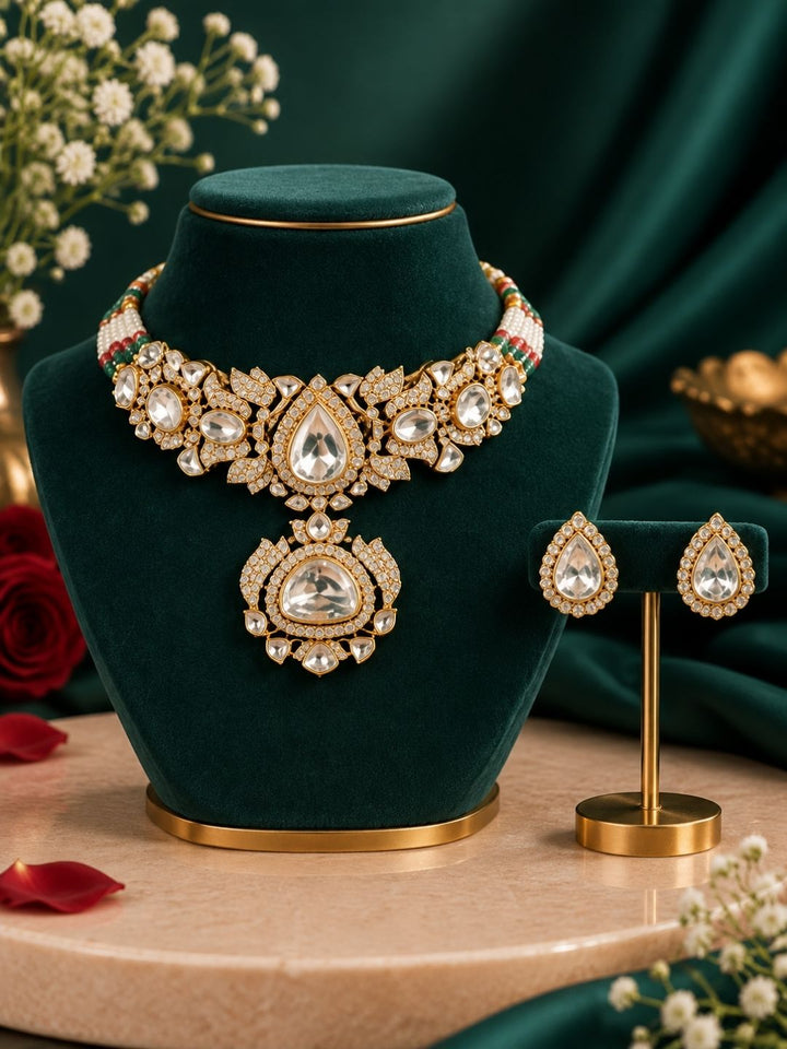 Rudrani Victorian Statement Polki Golden Choker Necklace