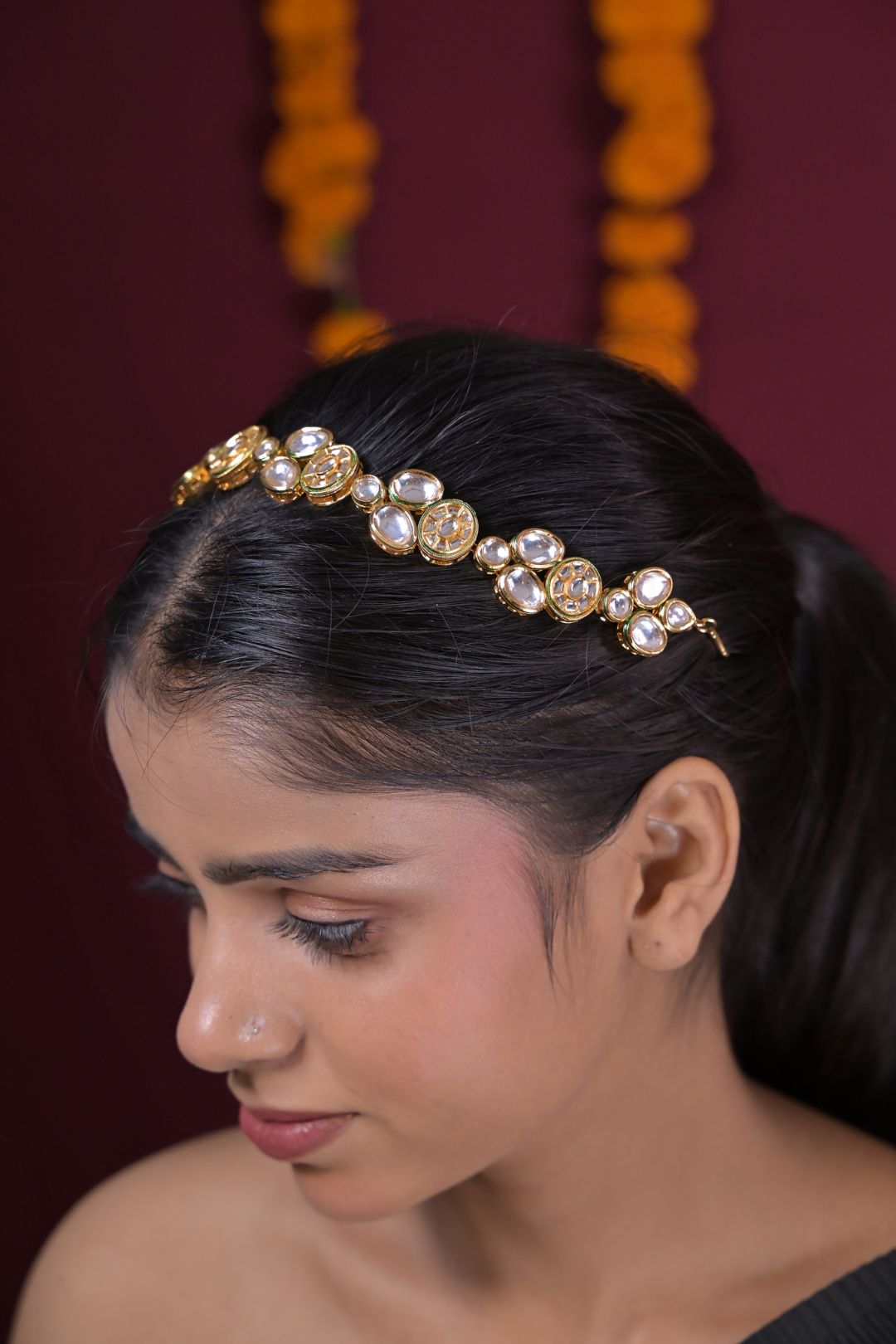 Shyama Sangeet Gold Plated Kundan Sheeshpatti