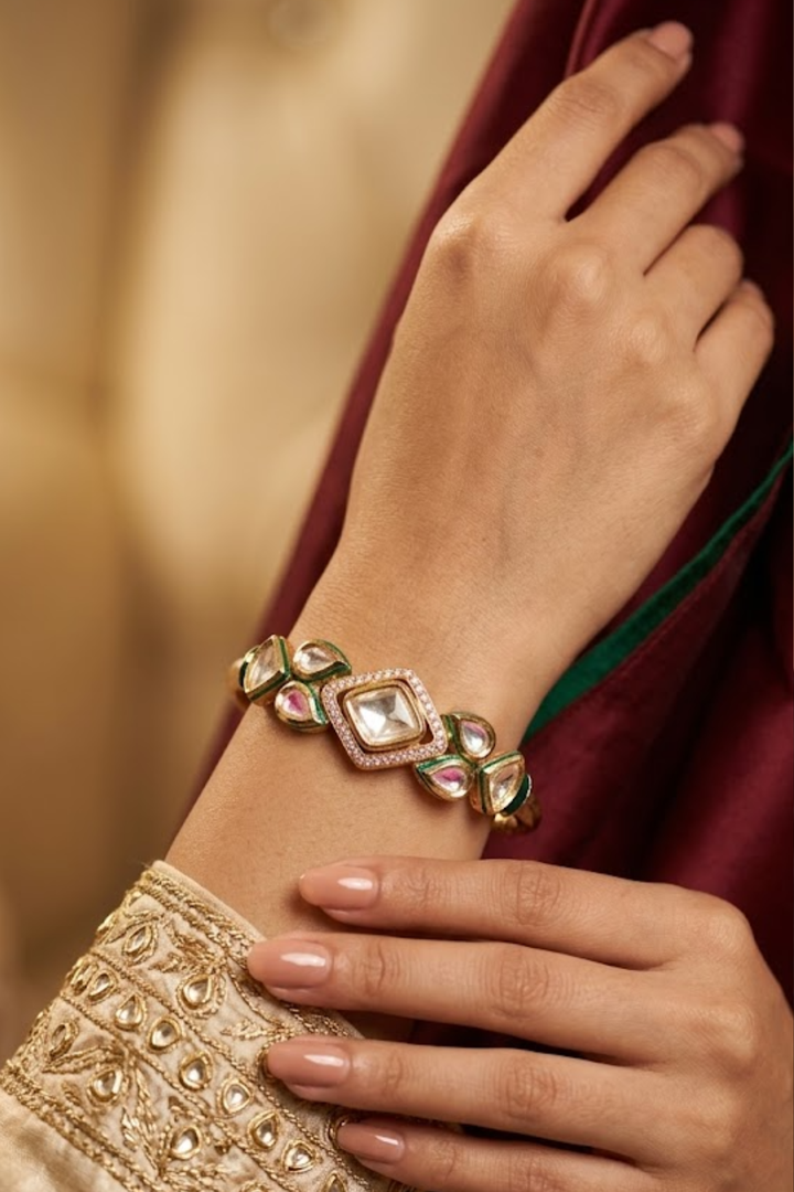 Prerna Ethnic Gemstone Sleek Polki Bracelet