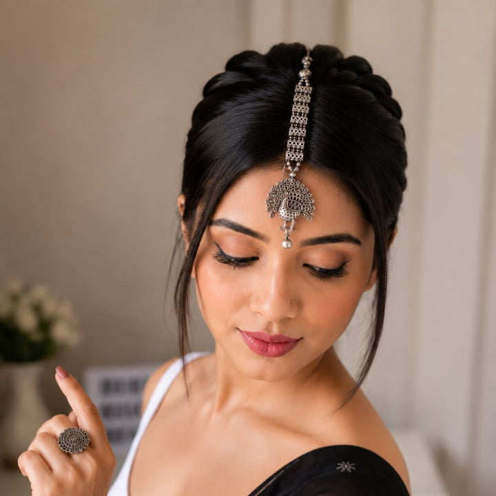 Rajmor Silver Sleek Maangtika
