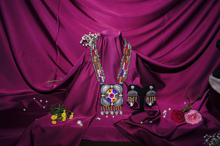 Rangilo Multicolour Gujarati Silver Necklace