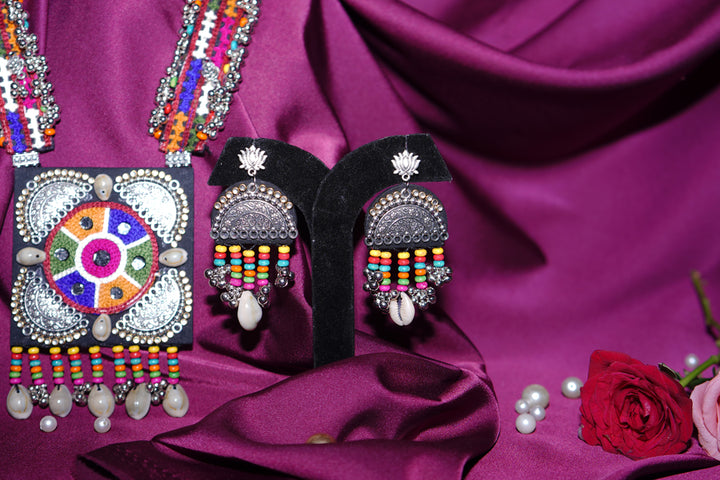 Rangilo Multicolour Gujarati Silver Necklace