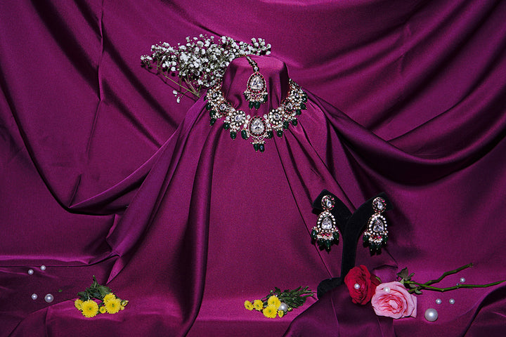 Kanak Mahal Bridal Polki Kundan Emerald Necklace